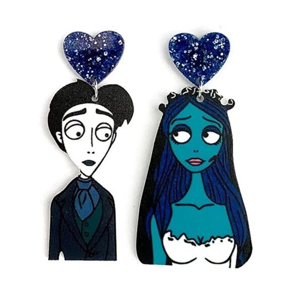 Corpse Bride Movie Blue Acrylic Earrings
